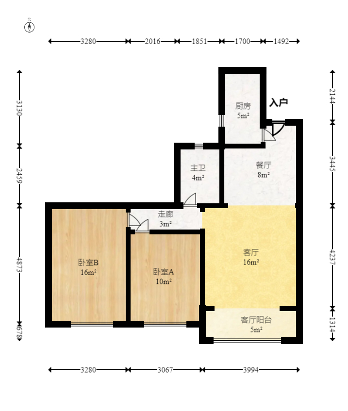 童话里  3室2厅1卫   86.00万室内图1