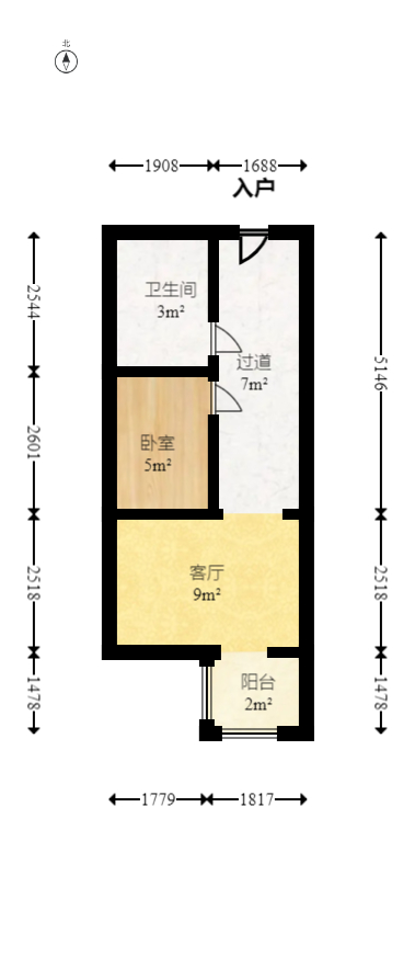 怡海星城  1室1厅1卫   25.00万室内图1