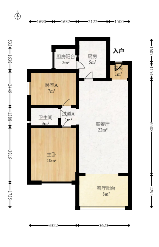 恒大华府  2室2厅1卫   140.00万室内图1