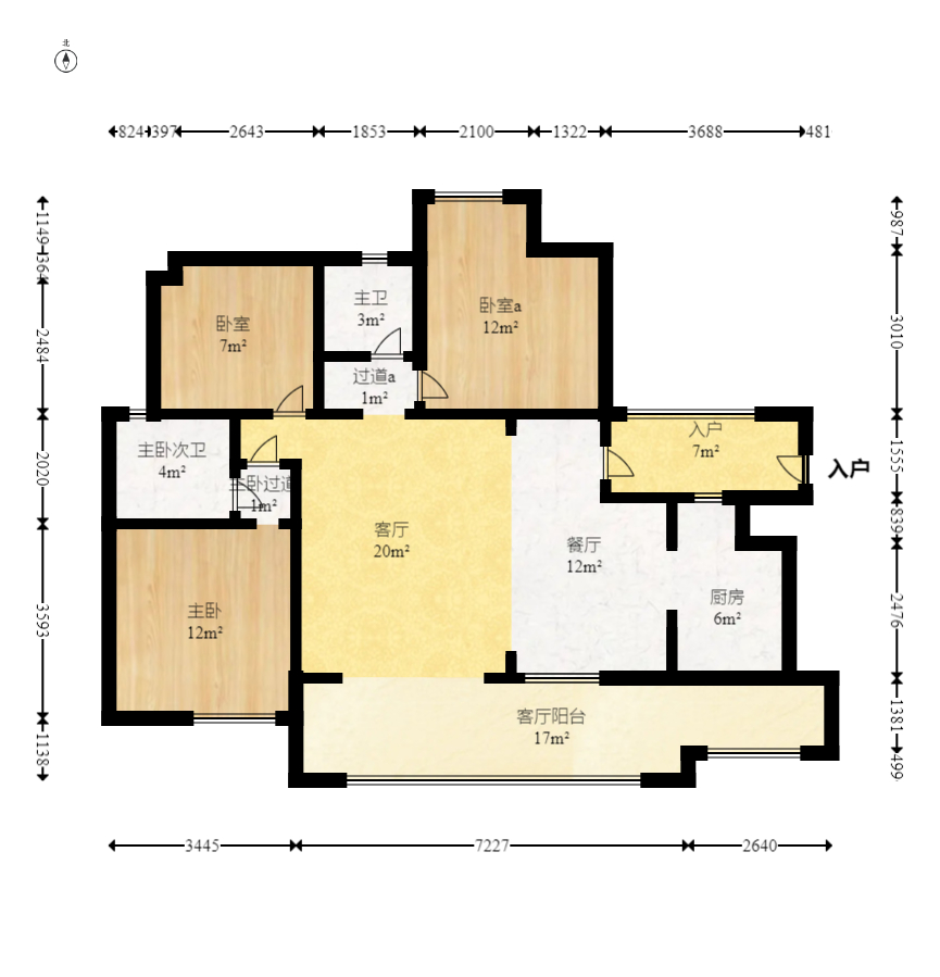 通用时代国际社区  3室2厅1卫   121.50万室内图1