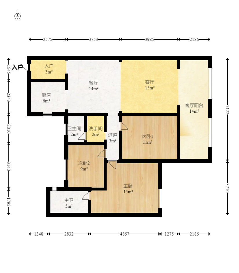 明昇壹城（明昇时代广场）一期  3室2厅2卫    198.0万室内图1