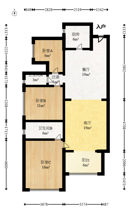 藏瓏湖上國(guó)際花園  3室2廳2衛(wèi)    120.0萬(wàn)室內(nèi)圖1