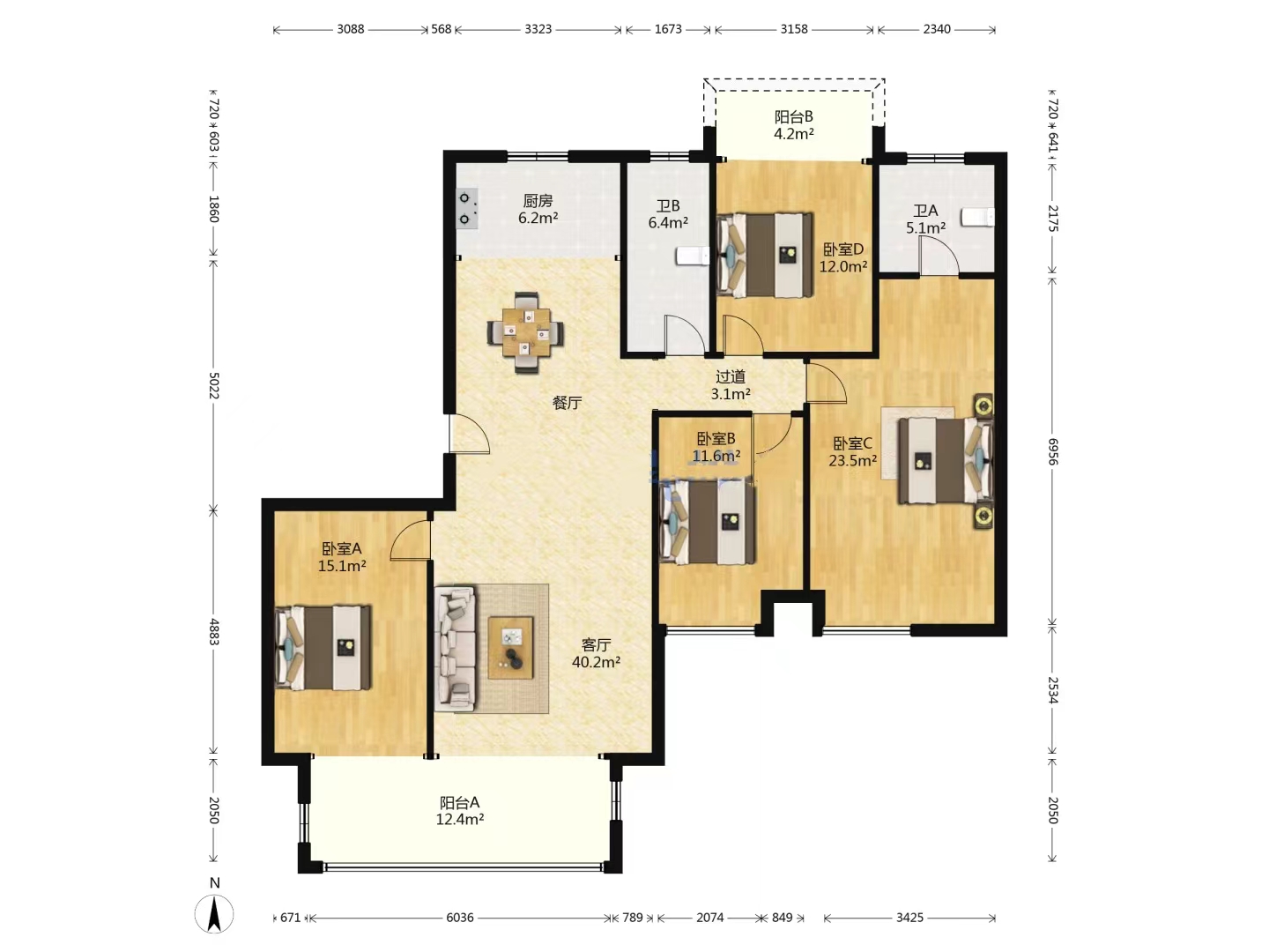 学府时代 4室2厅2卫 65.00万 学府时代 4室2厅2卫 65.00万室内图