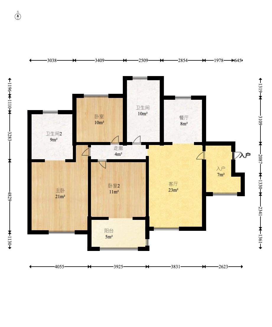 三景华御  4室2厅2卫   65.80万室内图1