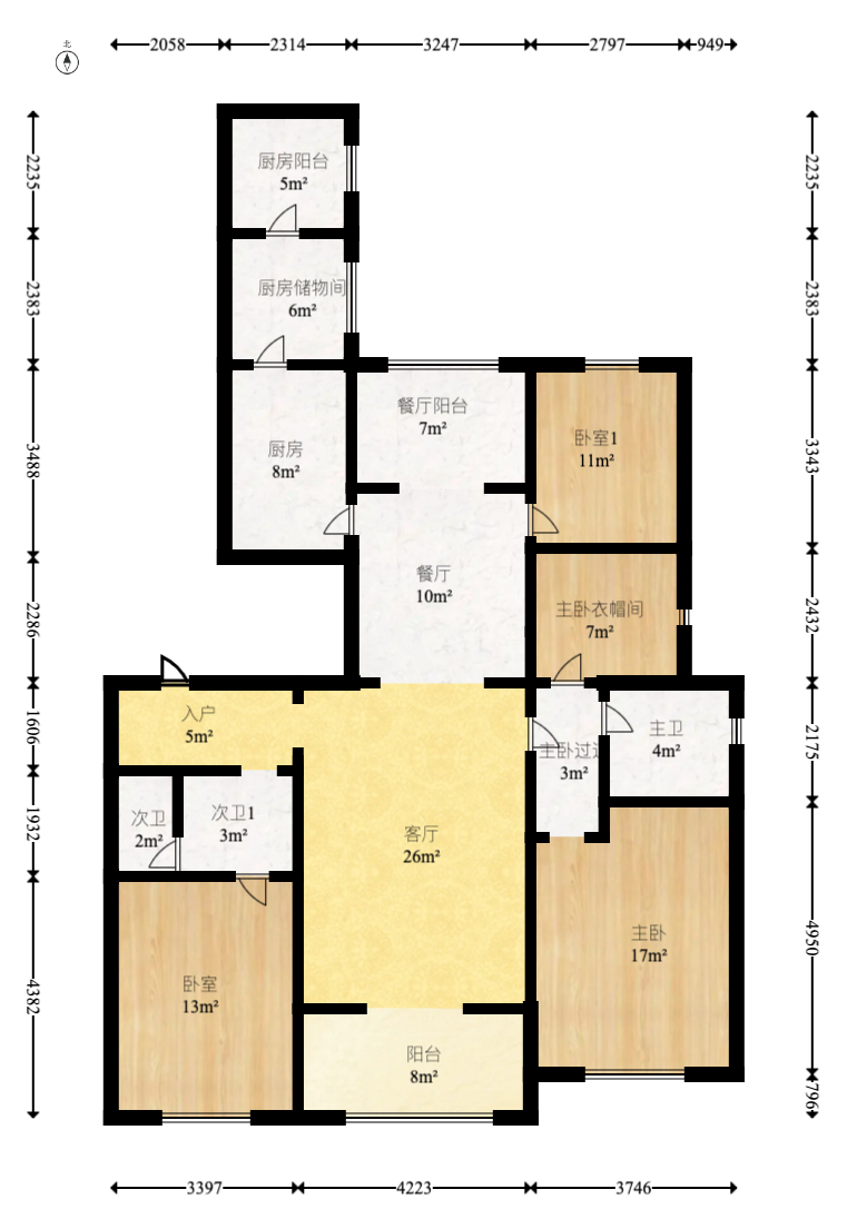 复地崑玉国际一期 4室2厅2卫 310.0万 复地崑玉国际一期 4室2厅2卫 310.0万户型图