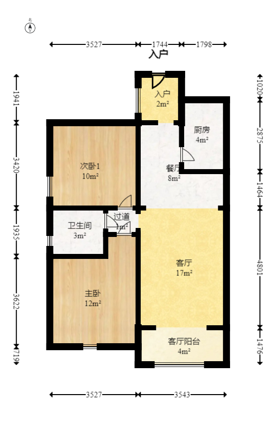 珠江花城三期锦鲤  2室2厅1卫   70.00万室内图1