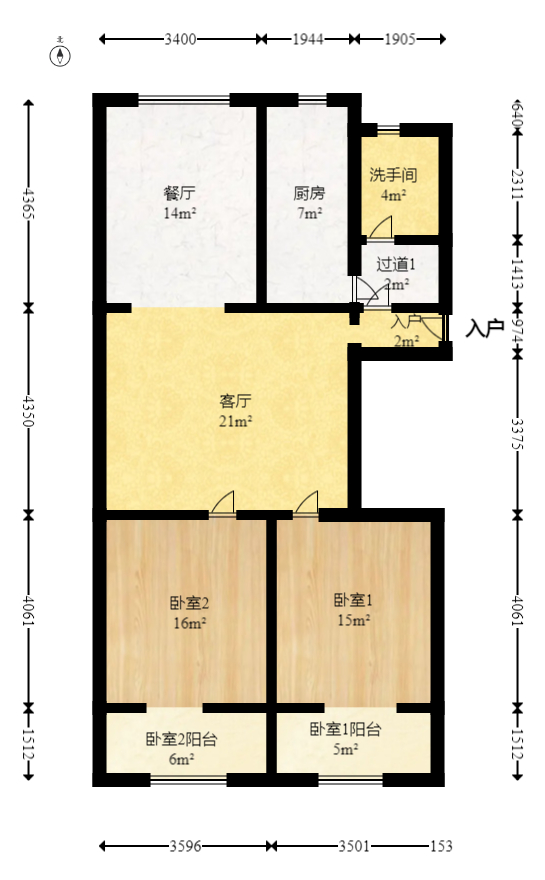 武警宿舍  3室2厅1卫   65.00万室内图1
