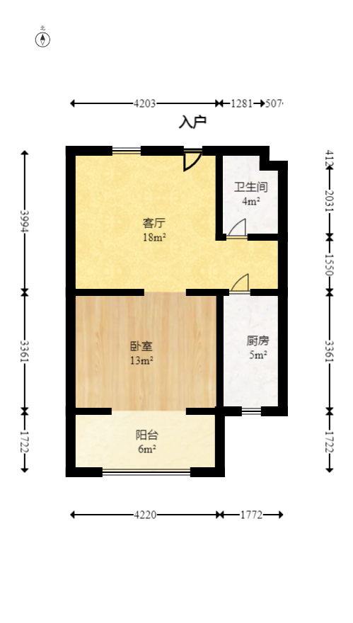 麓山枫情  1室1厅1卫   58.90万室内图1