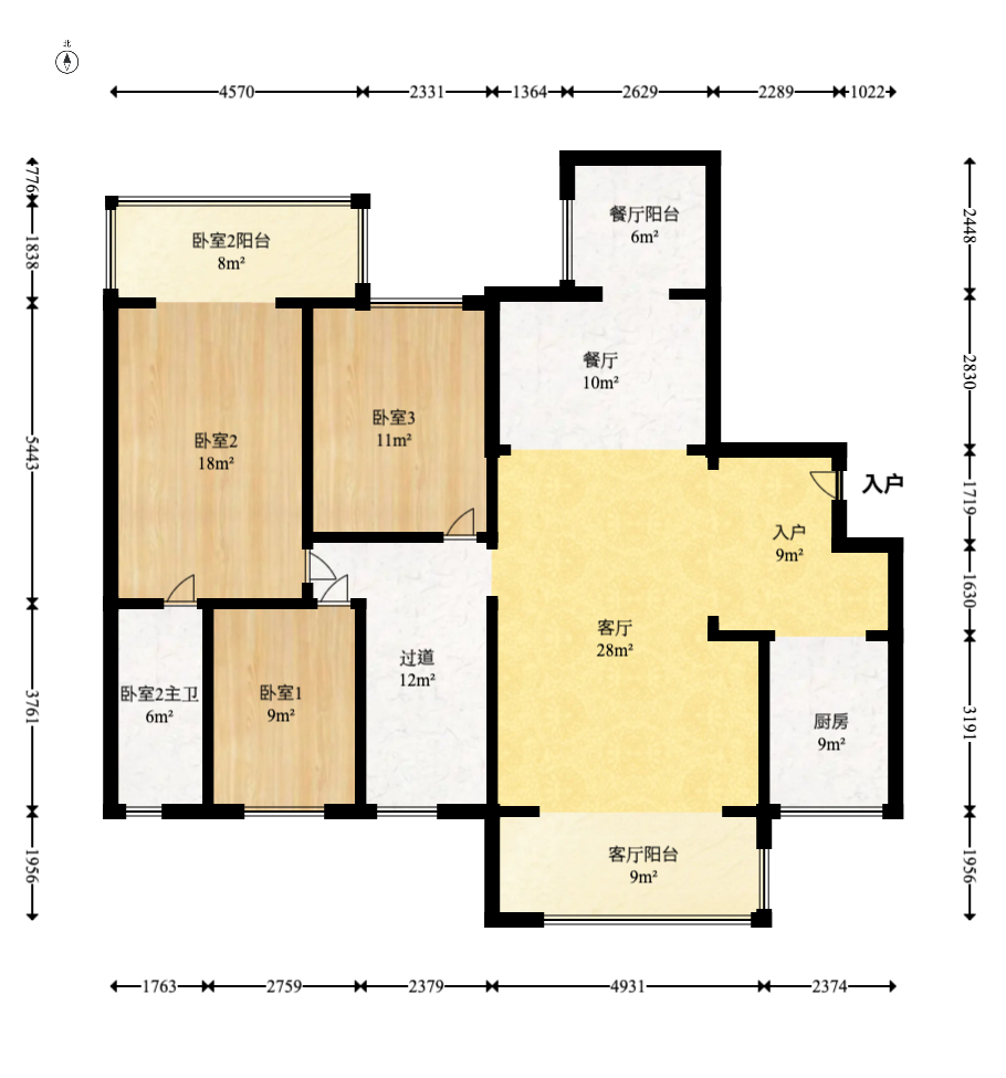 长沙紫金苑  4室2厅2卫   218.00万室内图1