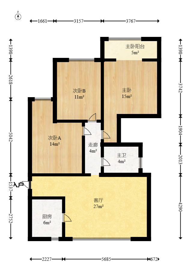 里约荟  3室2厅2卫   70.00万室内图1