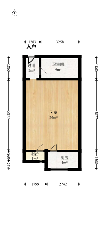 丰园城(鄱阳小区二期)  1室1厅1卫    32.0万 丰园城(鄱阳小区二期)  1室1厅1卫    32.0万户型图