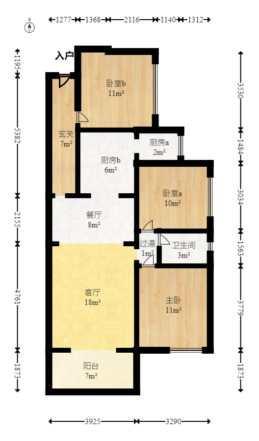 润和长郡（润和紫郡二三期）  3室2厅1卫   104.00万室内图1