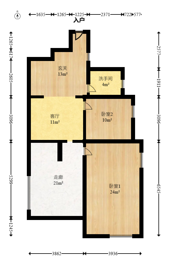 万象美域  2室2厅1卫   99.80万室内图1