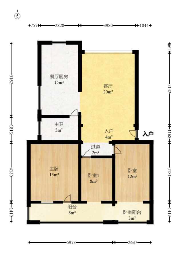 第二工人文化宫  3室1厅2卫   60.00万室内图1