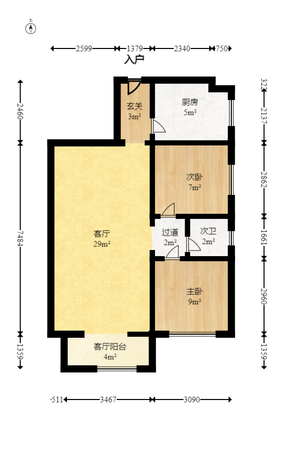 谷山庭院  2室1厅1卫   51.50万室内图1