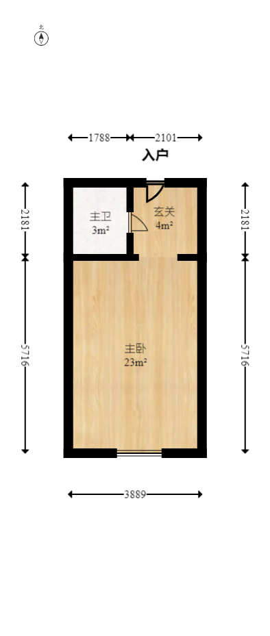 五江天街北区  1室1厅1卫   44.00万室内图1