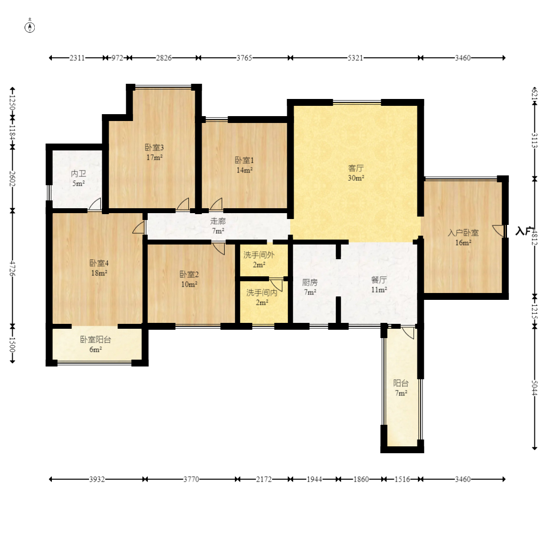 荷花园电信宿舍（天辰荷花苑）  4室2厅2卫   148.00万室内图1