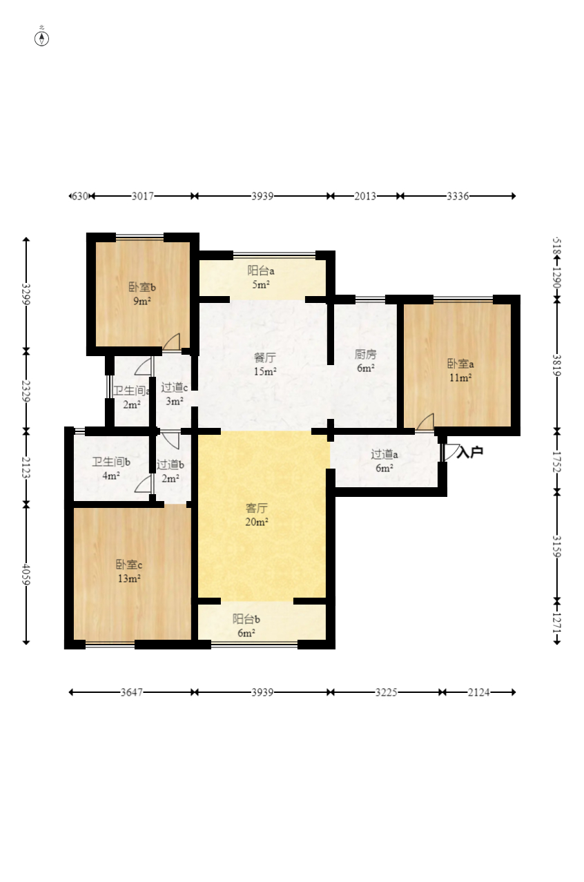 保利阆峰云墅  3室2厅2卫   82.80万室内图1