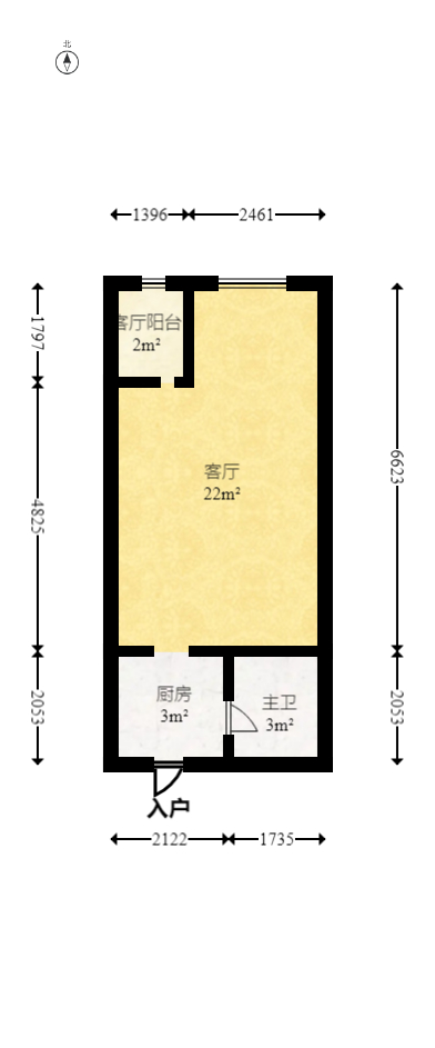 月亮湾草莓街区一、二期  1室1厅1卫   21.50万室内图1