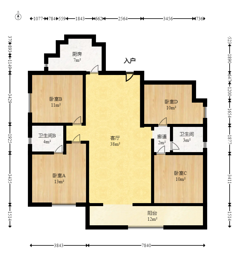 中建梅溪湖中心  4室1厅1卫   247.00万室内图1