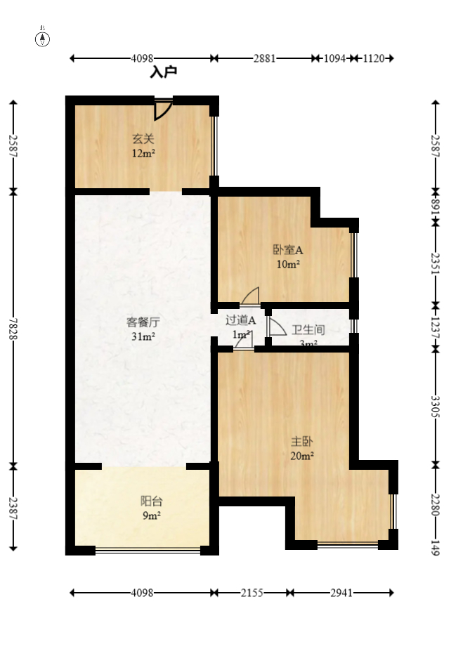 北京御园一二期（国泰嘉园）  2室2厅1卫   135.00万室内图1