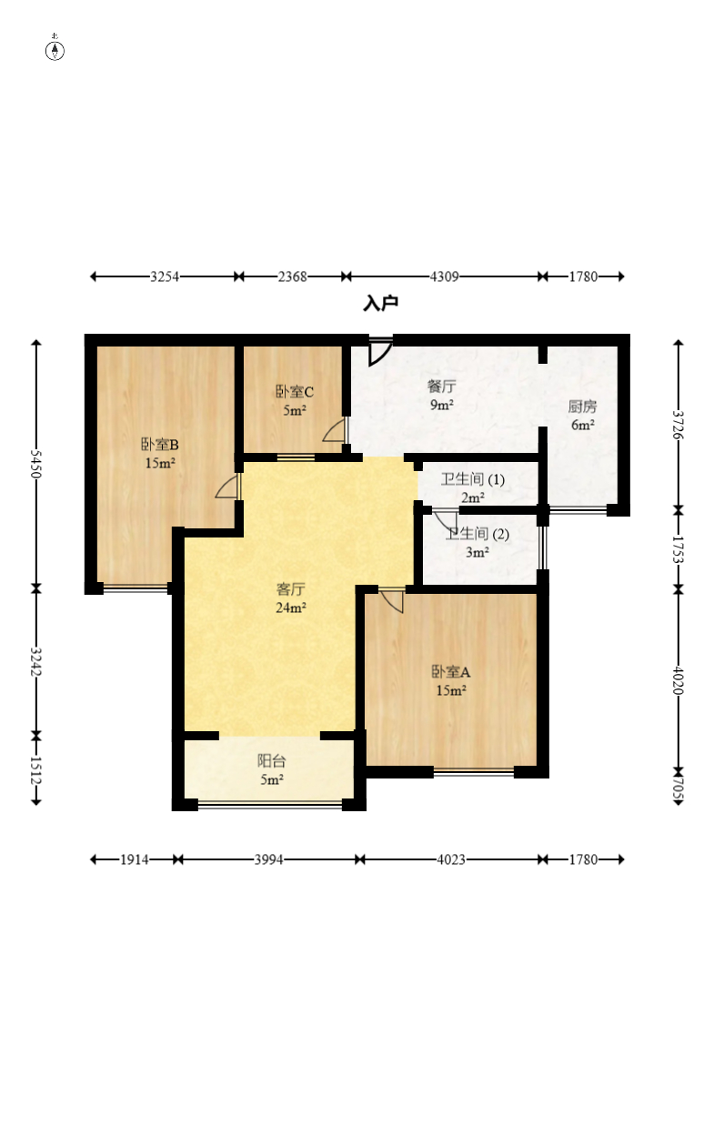 中房F联邦  3室2厅1卫    105.0万 中房F联邦  3室2厅1卫    105.0万户型图