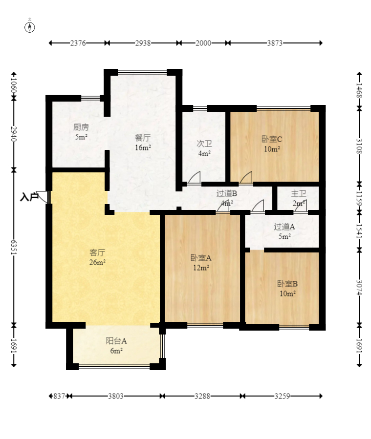 中建嘉和城  3室2厅2卫    134.98万室内图1