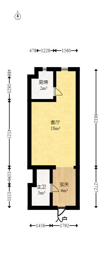克拉美丽山庄（晟领国际）  1室1厅1卫   39.00万室内图1