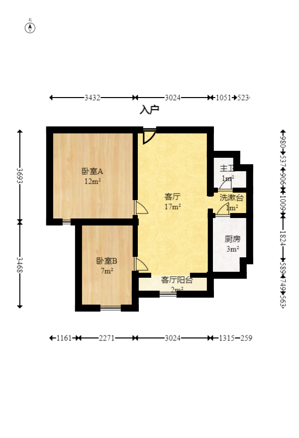 博林云栖  2室2厅1卫   65.00万室内图1