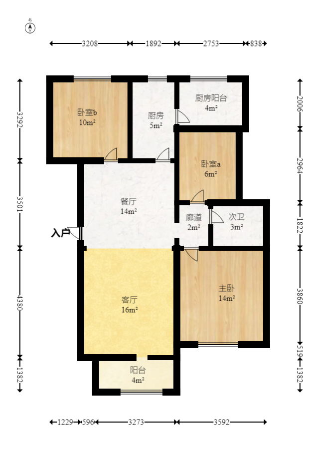 保利麓谷林语E区  3室2厅1卫   96.00万室内图1