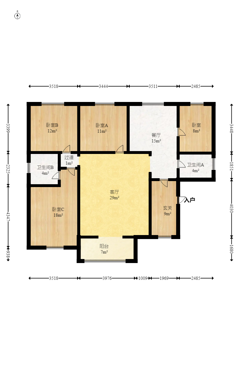 申湘宽境 3室2厅1卫 71.80万 申湘宽境 3室2厅1卫 71.80万户型图
