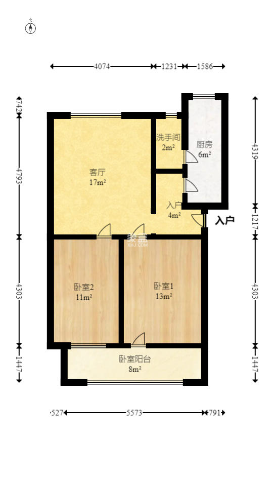 岳化酒店单位宿舍 2室2厅1厨1卫 51.60万室内图1