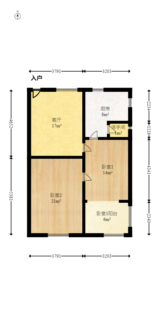 长沙建设银行三支行宿舍  2室1厅1卫   85.00万室内图1