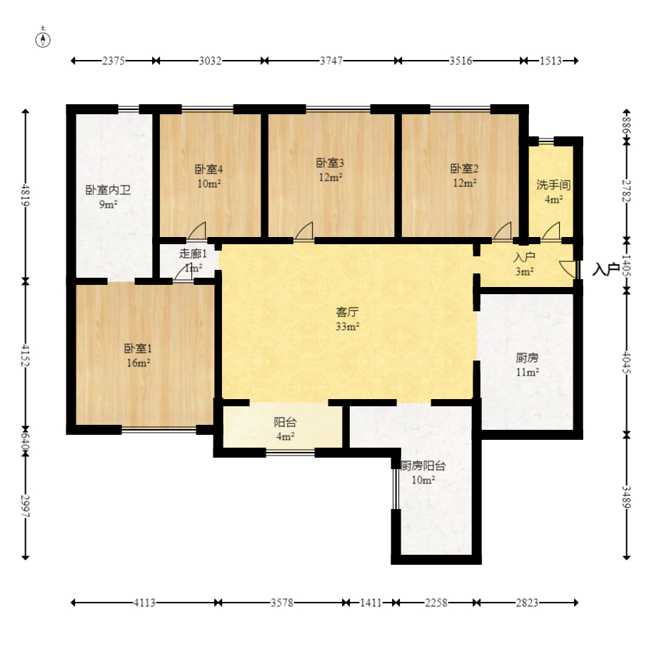 雨花公馆(紫苔名苑)  4室2厅1卫    185.0万室内图1