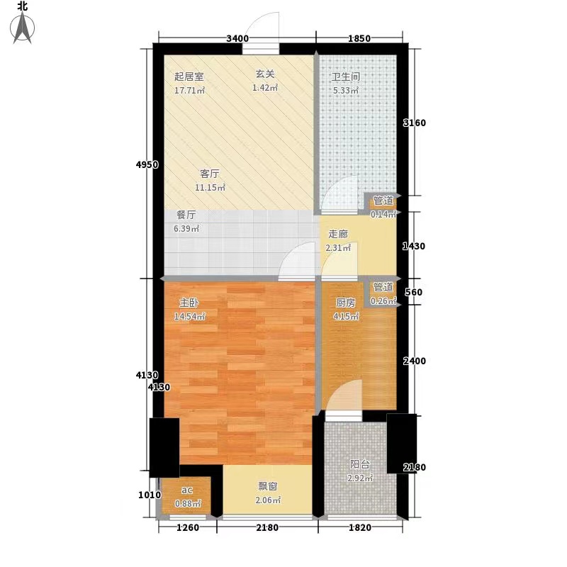 巴陵壹号  1室1厅1卫   1600.00元/月室内图