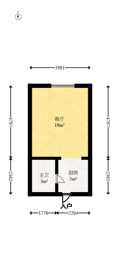 金科时代中心  1室1厅1卫   36.00万室内图1