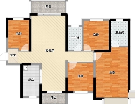 怡心阁  3室2厅1卫   36.00万户型图