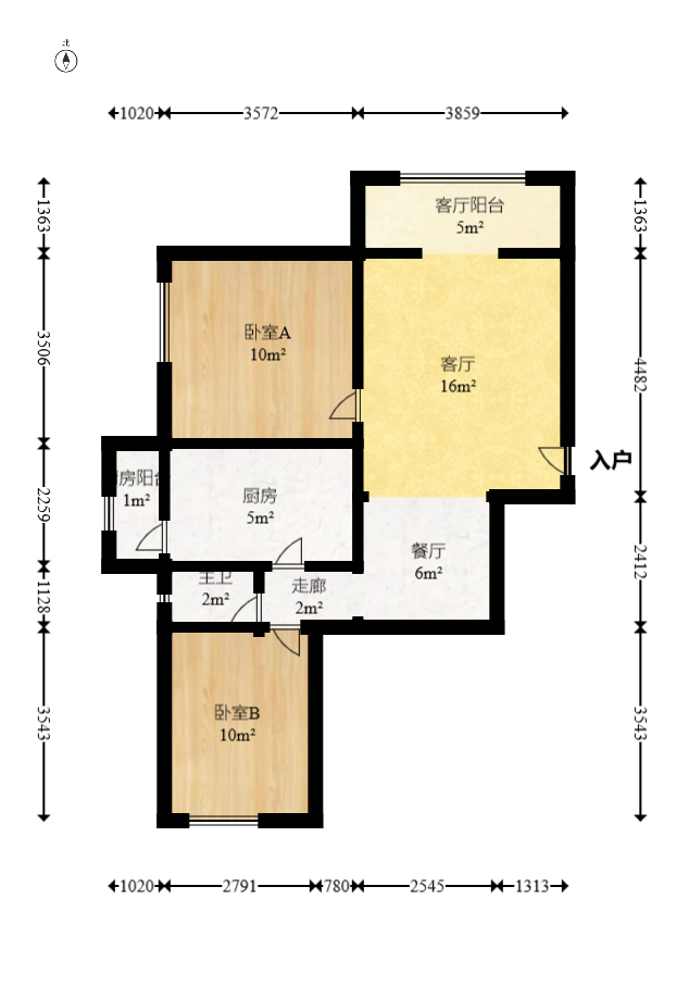 金房奥斯卡  2室1厅1卫   80.00万室内图1