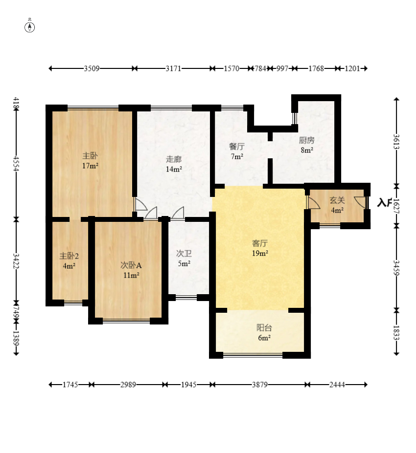 滨江君悦香邸  3室2厅1卫    118.0万室内图1