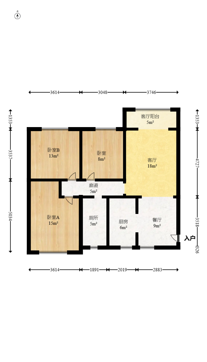 兰亭湾畔  3室2厅1卫    130.0万室内图1