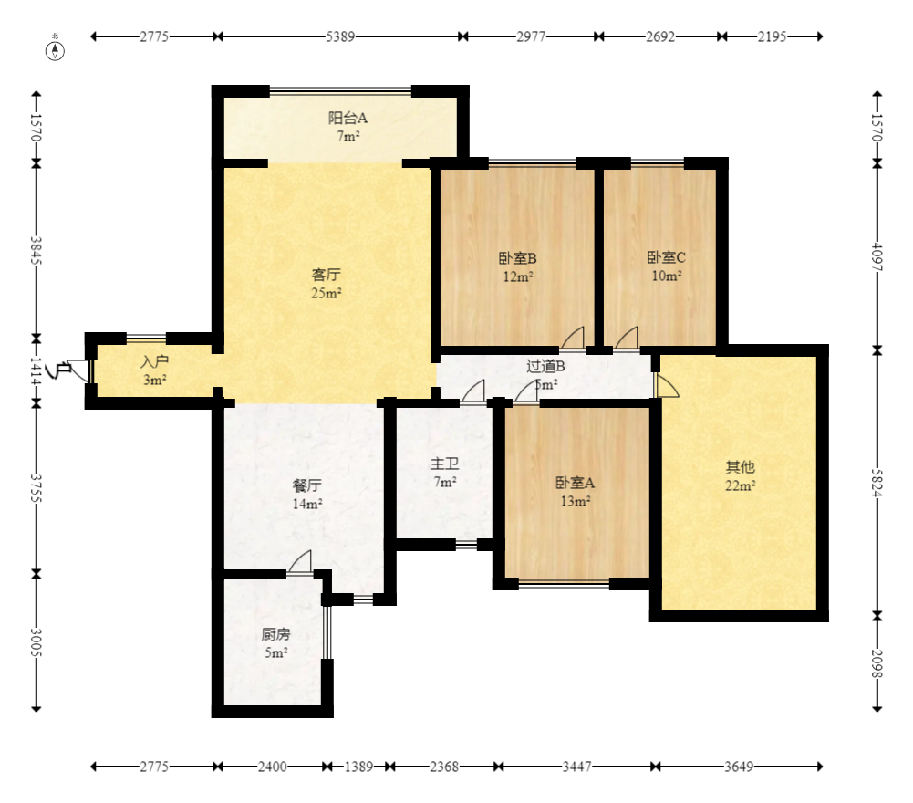 碧桂园南城首府(东宸林海)  3室2厅1卫   75.00万 碧桂园南城首府(东宸林海)  3室2厅1卫   75.00万户型图