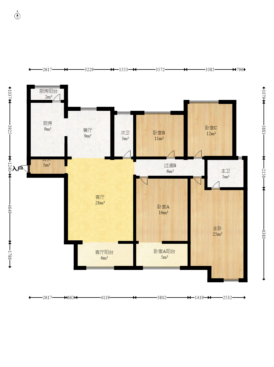八方小区C区  4室2厅2卫   599.00万室内图1