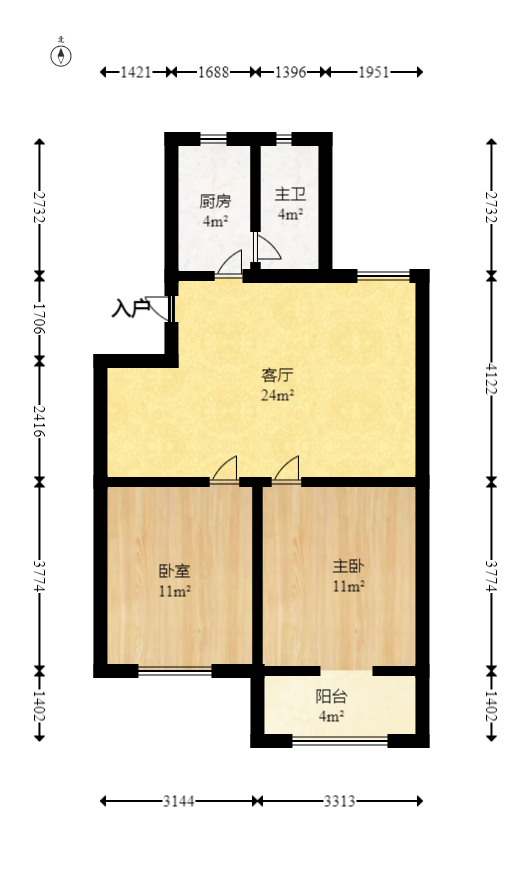 杏花园小区  2室1厅1卫   55.00万室内图1