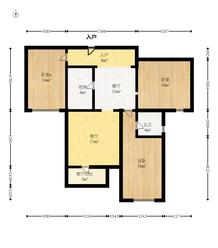三一街区  3室2厅1卫    83.65万室内图1