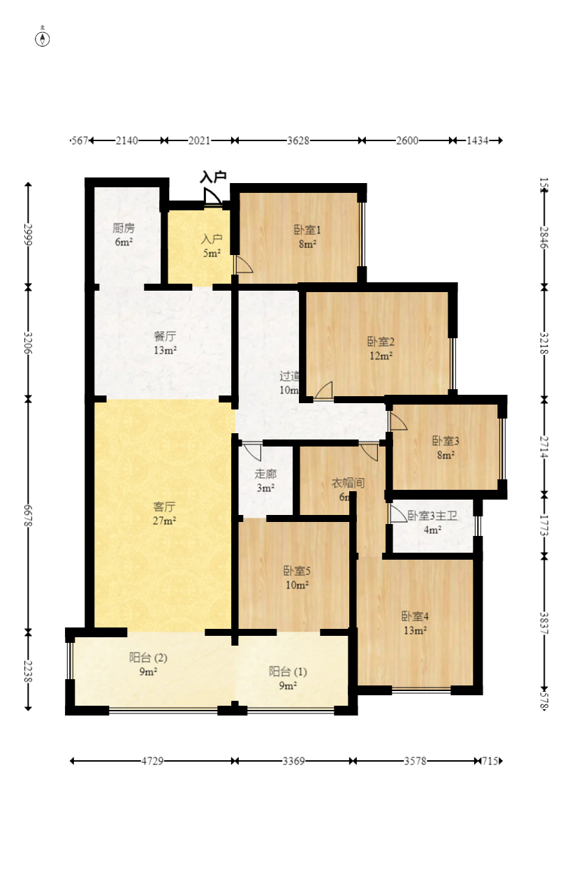 中建江山壹号 4室2厅2卫 380.0万 中建江山壹号 4室2厅2卫 380.0万户型图