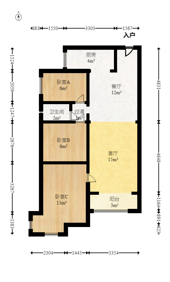 旺德府恺悦国际 3室2厅1卫 69.80万 旺德府恺悦国际 3室2厅1卫 69.80万户型图