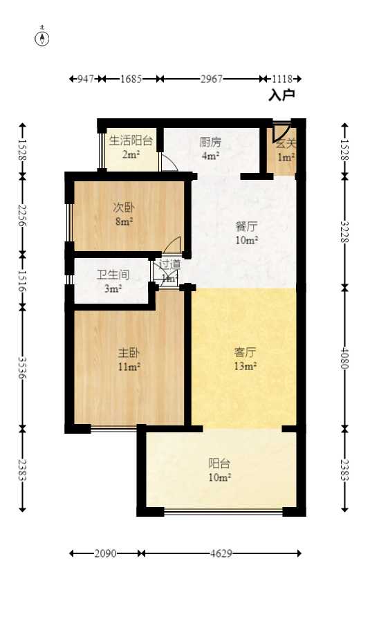 时代倾城三期 2室2厅1卫 62.00万 时代倾城三期 2室2厅1卫 62.00万户型图