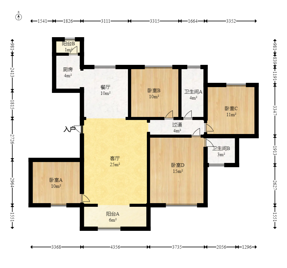 五矿万境园 4室2厅2卫 160.00万 五矿万境园 4室2厅2卫 160.00万户型图