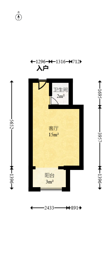 建安像素汇  1室1厅1卫   18.00万室内图1