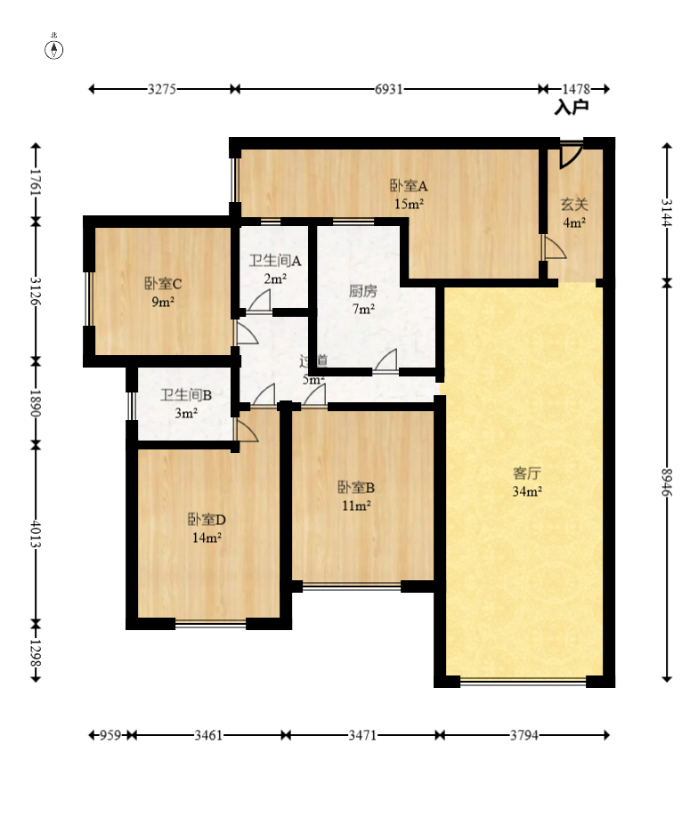 悦湖山 3室2厅2卫 106.00万 悦湖山 3室2厅2卫 106.00万户型图
